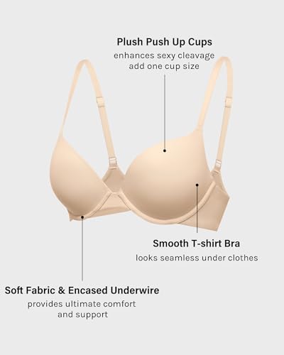 Image of INLYRIC Women's Push Up Bra Tshirt Demi Supportive Bras Underwire Plunge Padded Comfortable Inbarely Plus Collection