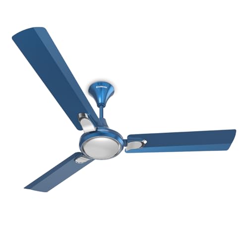 Image of Goldmedal Senora 1200 mm BEE Certified Star Rated Decorative Ceiling Fan | Anti Dust| High Air Delivery| High RPM | 2 years Warranty (Cobalt Silver)