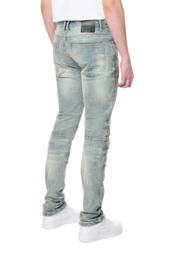 Smoke Rise Men Wave Effect Jeans (Mechanical Blue)3