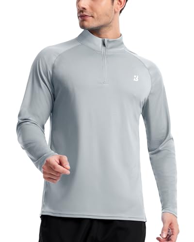 Roadbox Men's UPF 50+ UV Sun Protection Shirts, 1/4 Zip Athletic Pullover Long Sleeve, Running Fishing Rash Guard T-Shirt2