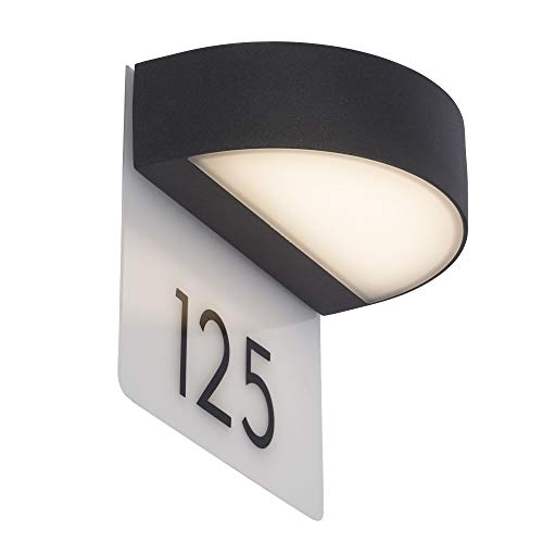 AEG Außenwandleuchte mit Hausnummer, Aluminium, 9 W, anthrazit/weiß,...