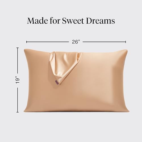 Image of Kitsch Satin Pillowcase with Zipper - Standard Size, Champagne | Softer Than Silk Pillow Cases, Smooth Cooling Satin Pillow Case for Hair and Skin, Wrinkle-Free, Machine Washable