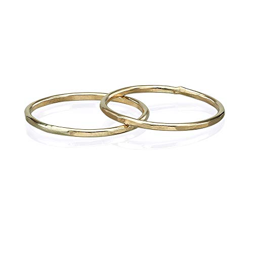 FABIN JEWELRY Hammered 1.2 mm 14K Gold Filled Stackable Rings for Women Girls Band Rings Knuckle Finger Stacking Dainty Ring Gold Plain Dome Comfort Fit Size 5 to 12 (9)