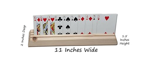 Artistic Turtle Wooden Playing Card Holders – Set of 2 – Handmade Pine with Shellac Finish – 3-Slot Organizer for Seniors, Kids, and Travel Games – Made in USA