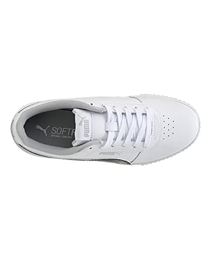 Image of Puma Women's Carina L Snake FS White-Gray Violet-Silver Leather Sneaker-3 UK (38238402)