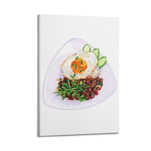 Poster chinois de porc braisé avec riz WIZIGM déco murale toile 20x30 cm encadré