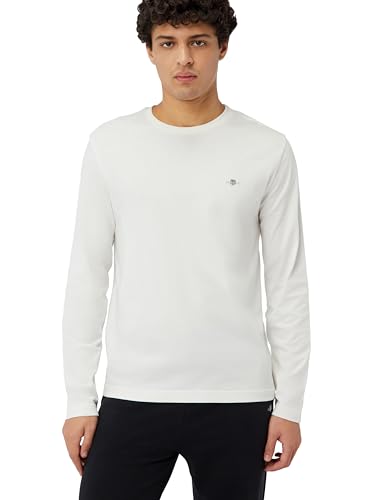 Image of GANT Men's REG Shield LS T-Shirt, Eggshell, Standard, Eggshell, XXXXX-Large