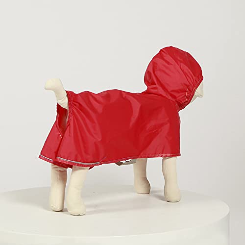Fido Lily Waterproof Dog Raincoats Poncho W/Hood For Small Dogs [Maltese/Yorkie/Chihuahua/Pom], Lightweight Ripstop Fabric W/3M Reflective Strip, Harness Hole, Pouch. [X-Small/Rouge Red] #TOP2