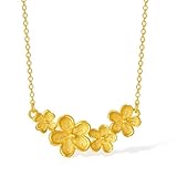 ZHOU LIU FU Pendant Necklace 24K Gold Flower Pure Gold Chain Necklaces Romantic Jewelry Gifts for Women Elegant Solid Gold Floral Dainty Necklace Up to 17.7 In A0612986