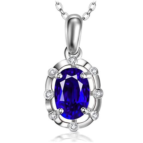 Image of Diamond Pendant Necklace, Jewelry Sapphire Necklaces with White Gold 0.5Carat VS1-VS2 Ideal Cut Gemstone 18K Luxurious Ladies Necklace Gift