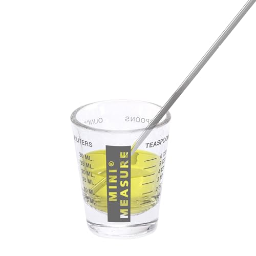 Kolder Mini Measure Heavy Glass, 20-Incremental Measurements Multi-Purpose Liquid and Dry Measuring Shot Glass, Black