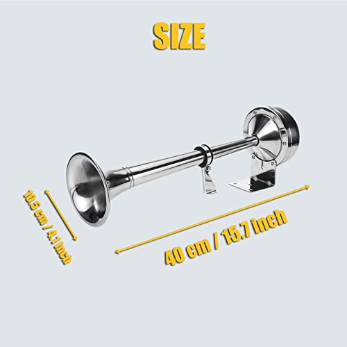 Luchthoorn, 12V enkele luidspreker voor vrachtwagen, duurzaam 100% niet-magnetisch 304 roestvrij staal Materiaal 125 dB hoorn, voor boten, jachten, caravans en vrachtwagens Komsoup - Image 3
