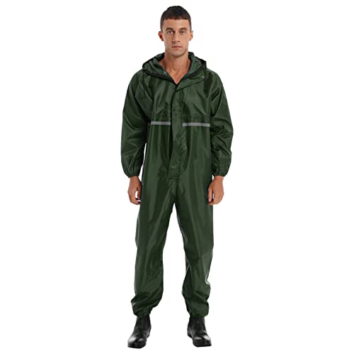 Mono de trabajo hombre impermeable iiniim con capucha color verde oscuro talla L