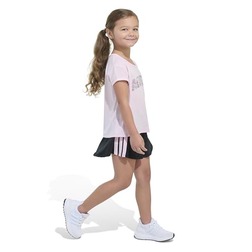 Image of adidas girls 2-Piece Short Sleeve Box Tee & Pleated Skort Set