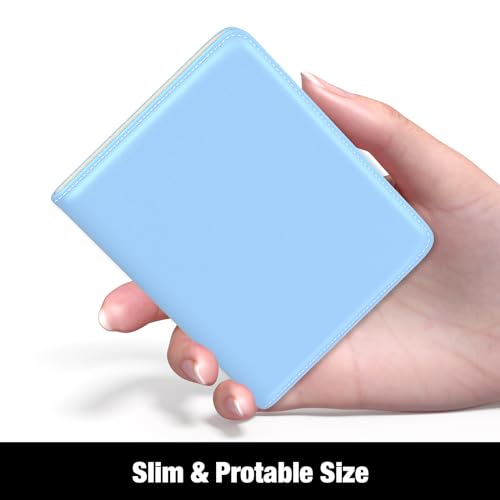 Image of Rouidr Womens Wallet, RFID Small Slim Wallet for Women, Cute Bifold Leather Pocket Credit Card Holder Ladies Mini Purse with Zipper Coin Pocket & ID Window, Blue