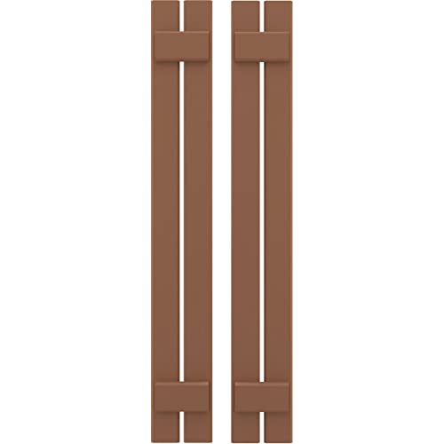 Ekena Millwork ARW101SB207X72BTH Americraft Two 2 Exterior Real Wood Spaced Board-n-Batten Shutters (Per Pair), 7 1/2"W x 72"H, Burnt Toffee