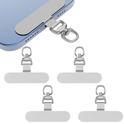 Alriedy 4 Stück Handy Patches ohne Kette, Handykette Halterung, Handy Kette Halterung, Halterung für Handykette, Reeloq Pro Handysicherung, 360° Drehbar Universal Edelstahl Pad