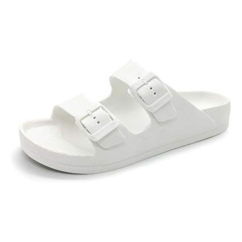 Luffymomo Adjustable Slip on Eva Double Buckle Slides for Womens(9 M US White) Cover