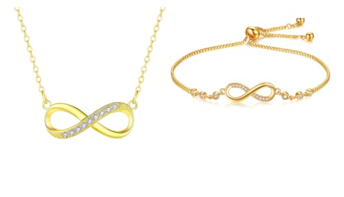 Image of Nilu's Collection Infinity Shape Cubic Zirconia Diamond Bracelet for Women Jewelry for Gift, Adjustable Charm Bracelet