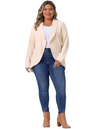 Agnes Orinda Plus Size Sweaters Cardigans for Women Lapel Long Sleeve Open Front Irregular Hem Knit Cardigan3