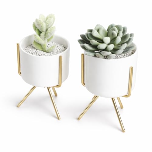 Image of Planter stand indoor rustproof durable stylish modern shelf living room sturdy stable decor decoration Pot Stand mid century - Small (Set of 2)