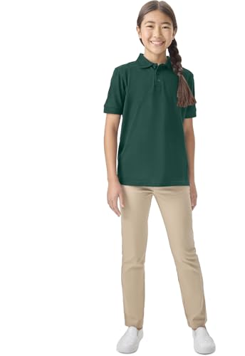 Image of Classroom School Uniforms for Boys and Girls Short Sleeve Pique Polo | Unisex Youth Shirt, Matching Ribbed Collar, Banded Sleeves, Three-button Placket, Comfortable Fit, School Uniform Essential