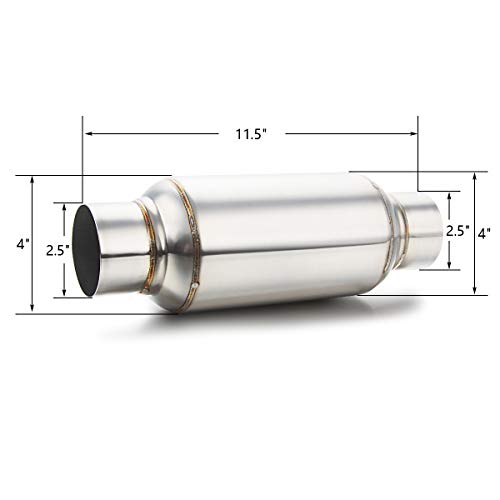 Image of LCGP 2.5'' Inlet & Outlet Universal Muffler, 11.5'' Overall Length Stainless Steel Resonator