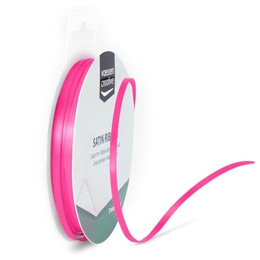 Vaessen Creative Satin Ribbon - Pink - 10 m x 3 mm - Double-Sided Thin Ribbon for Gift Wrapping, Crafting, Wedding Car Decorations, Card Making, Scrapbooks, and Other Craft Projects