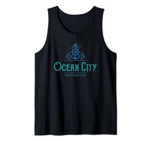 Ocean City Maryland Diseño náutico vintage Camiseta sin Mangas