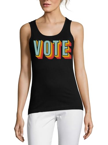 Débardeur femme coton noir avec logo 3D coloré stylé Vote