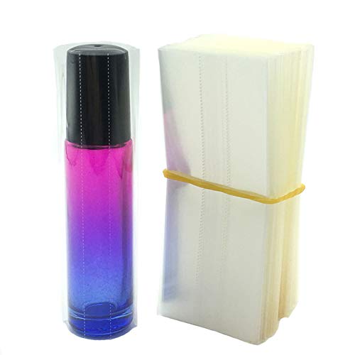 200 PCS Heat Shrink Wrap Bands for 10ml Roller Bottles, Clear Perforated Shrink Wrap Bands Sleeves for Lip Gloss, Perfume Sample, Essential Oil Bottle, Easy to Use, 3.3"x 1.3"