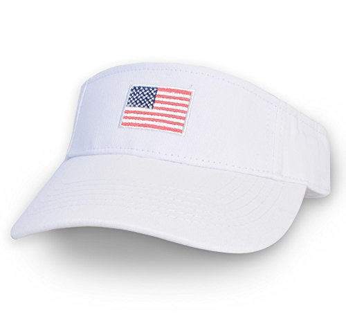 Tirrinia Men American Flag Sports Tennis Golf Sun Visor Hat Patriotic Women Polo Sun Cotton Twill Embroidered Adjustable Closure Cap