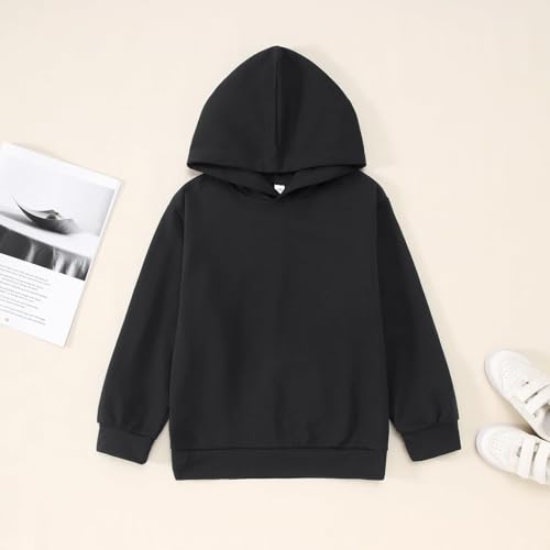 Kids 2 Piece Outfits Boys Girls Long Sleeve Solid Pullover Hooded Sweatshirt Set Sweatsuits and Jogger Sweatpants4