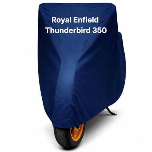 Image of Bike Body Cover for Royal Enfield Thunderbird 350 Waterproof & Dustproof Scooter Cover UV Resistant, Heat Resistant & All Weather Protection Heavy Duty Triple Stitched Two Wheeler Cover (Blue)