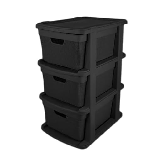 Gaveteiro Organizador de Chão em Plástico Com 3 Gavetas 15 litros Resistente(Preto)