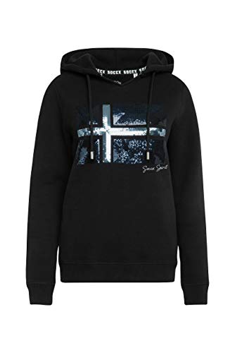 Preisvergleich Produktbild Soccx Damen Kapuzensweatshirt mit Pailletten-Artwork, Black, XXL