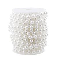 NAMYEUT 10MM Perlenband Weiß, Lang 10m, Perlengirlande, Perlenkette Basteln, Perlenschnur Deko, Kunstperlenkette, für DIY Bastelarbeiten, Partys, Hochzeiten, Geburtstage