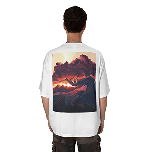 T-shirt d'été homme en coton Art Tree avec col rond et manches courtes