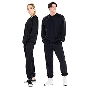 Sauna Suit for Men and Women, Oeko-Tex Certified Sweat Suit Gym exercise Fitness Weight Loss, Top Pants, Black
