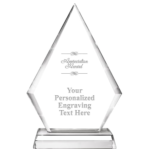 Crown Awards Appreciation Award Engraved Trophy, 8" Spire Custom Crystal Trophy Recognition Corporate Award
