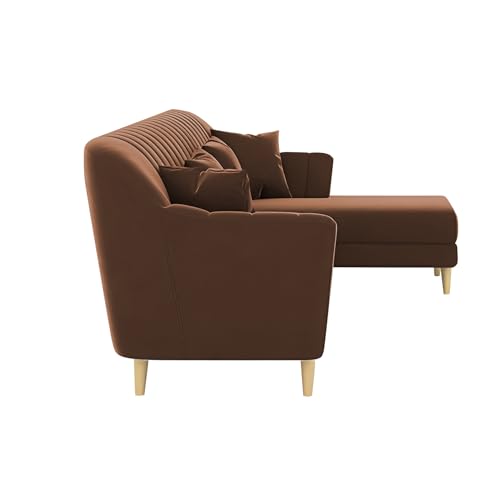 Image of Atticus RHS 6 Seater L Shape Sofa Set for Living Room (Brown Fabric) Premium Fabric Sofa Set