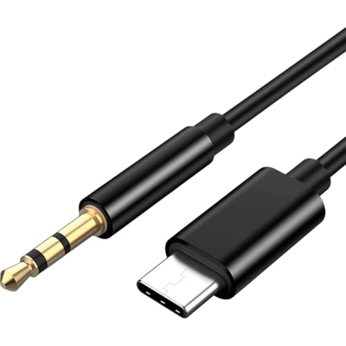 jj-shop24 USB-C Aux Cable 3.5 mm Jack for Samsung iPhone 15 Black
