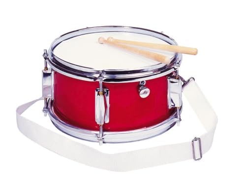 goki 14013 Spielmannszugtrommel Rot mit Snare, Ø 28 cm – verstellbare...