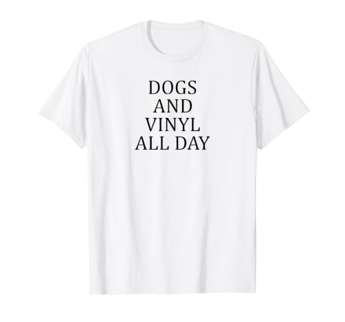 Image of Dogs and Vinyl All Day Music Lover Value Graphic T-Shirt, Men, White, M