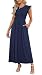 AUSELILY Sommer Maxikleid Dame Taschen Hohe Taille Strandkleid Blau Navy XS