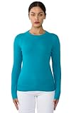 JENNIE LIU Women's 100% Pure Cashmere Long Sleeve Crew Neck Sweater
