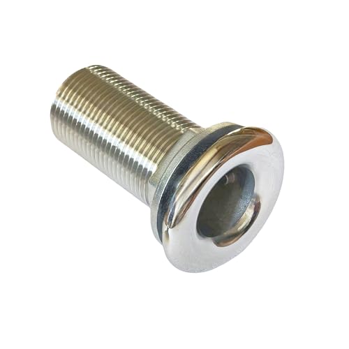 ZRuiYFFS 316 Stainless Steel Straight Through Hull Valve Fitting with Custom Gasket Marine Pipe Drain Fitting for Boats, Yachts (Full Thread, 1/2in)