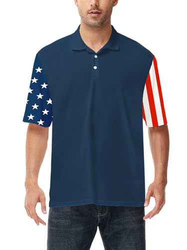 Polo Patriótico para Hombre AOBUTE 4 de Julio Camisa de Golf con Bandera Americana miniatura 2