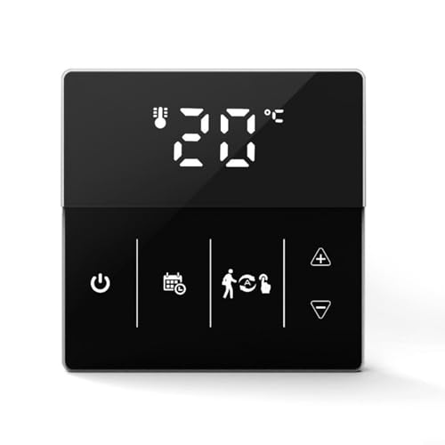 Sandyseptember Termostato WiFi con pantalla táctil y activación por voz para calefacción de caldera de gas y sistemas eléctricos de calefacción de suelo (negro 16 A)