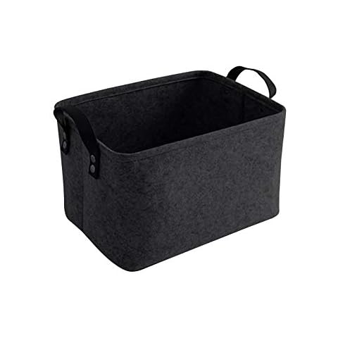 LITLANDSTAR felt storage basket, faltbar filz aufbewahrungsbox für Regal,Wäsche,Schrank,Spielzeug oder Toilettenpapier, 33 * 20 * 23cm,schwarz Cover